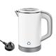 0.8L Portable Mini Electric Kettle, Double Wall Stainless Steel Tea Kettle, Compact Travel Electric Kettles, with 600W Fast Boiling Heater, Auto Shut-Off & Boil-Dry Protection (White)