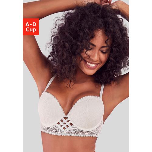 Push-up-BH LASCANA Gr. 70, Cup A, beige (creme) Damen BHs BH Hochzeitsdessous Hochzeitswäsche Push-up-BH Reizwäsche Spitzen-BH Spitzenwäsche Spitzen-BHs mit entzückender Flechtoptik, sexy Dessous