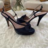 Kate Spade Shoes | Kate Spade Satin High Heel Navy Blue Sandal | Color: Blue | Size: 8