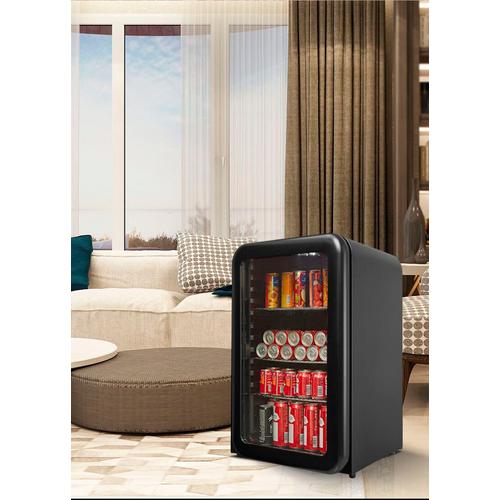 "F (A bis G) HANSEATIC Getränkekühlschrank ""HBC68FRBH"" Kühlschränke schwarz Retrokühlschränke Kühlschrank"