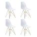 Modern Eiffel Style Chair with Gold Base & Taupe Seat- Set of 4