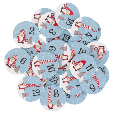 Adventskalender-Zahlen Wichtel aus Holz, 3,5 cm Ø Image