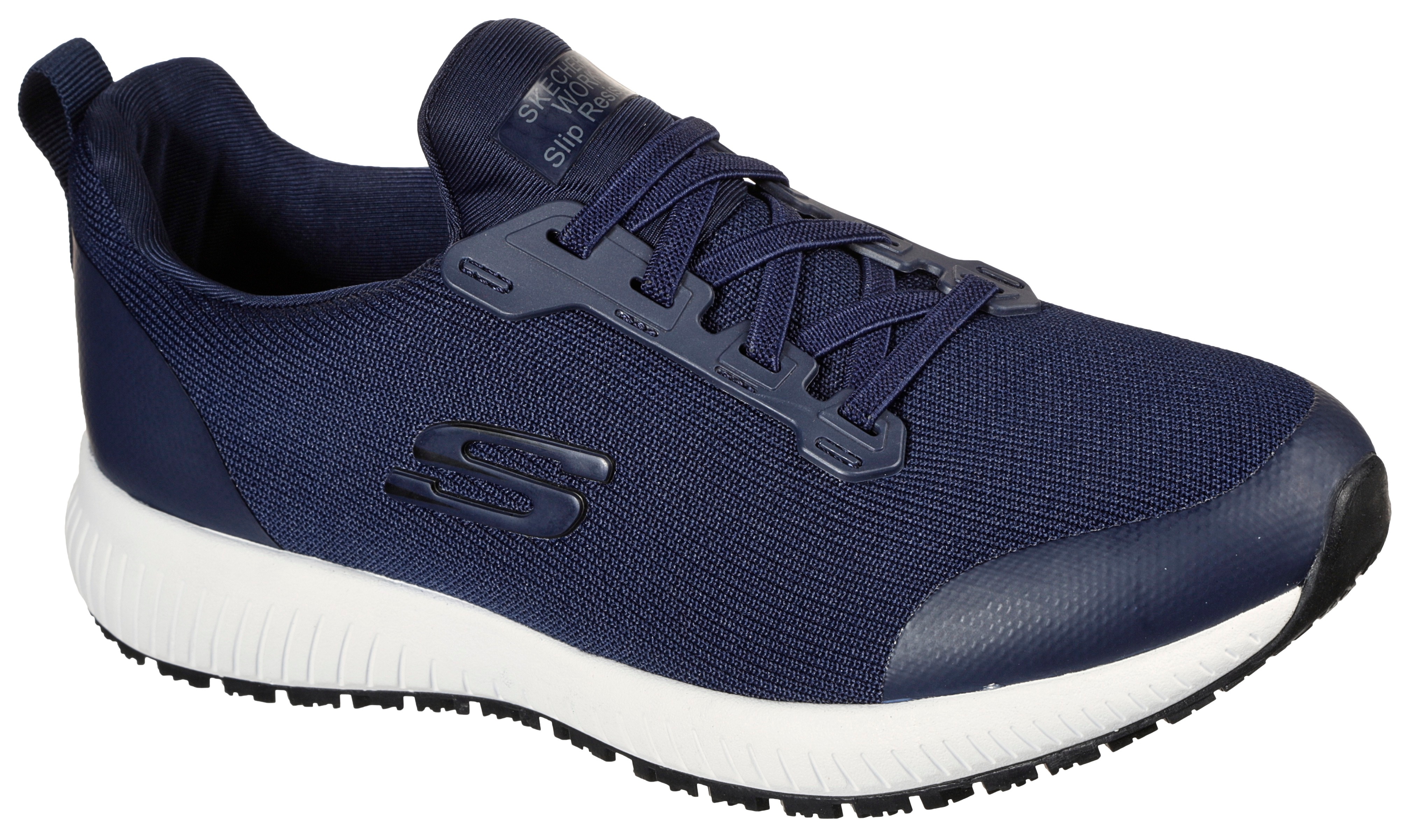 Berufsschuh SKECHERS "SQUAD SR" Gr. 38, blau (navy), 38, Synthetik, Textil, Schuhe, Sneaker für Gastronomie & Pflege mit gepolstertem Schaftrand