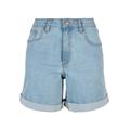 Stoffhose URBAN CLASSICS "Damen Ladies Organic Stretch Denim 5 Pocket Shorts" Gr. 28, Normalgrößen, blau (cleanblue bleached) Damen Hosen 5-Pocket-Jeans High-Waist-Hosen