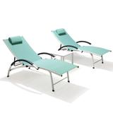 Outdoor Folding Adjustable Portable Chaise Lounge Chairs and Table Set