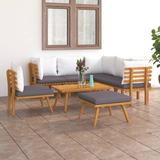 Millwood Pines 8 Piece Patio Lounge Set w/ Cushions Solid Acacia Wood Wood/Natural Hardwoods in Brown/White | 25.6 H x 25.6 W x 25.6 D in | Wayfair