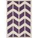 White 36 x 24 x 0.5 in Area Rug - George Oliver Square Chevron Hand Tufted Wool Indoor/Outdoor Use Area Rug in Purple/Ivory Wool | Wayfair