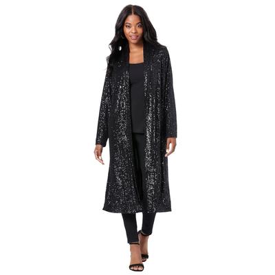 Plus Size Women's Sequin Duster by Roaman's in Black (Size 20 W) Jacket