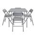 COSCO 5-Piece Folding Fabric Dining Set & 34" Vinyl Card Table Plastic/Resin in Gray | 28 H x 34 W x 34 D in | Wayfair 14551GRY1E