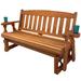 Amish Casual Heavy Duty 800 Lb Mission Treated Porch Outdoor Glider Bench, 4ft, Cupholders in Orange/Yellow/Brown | 36.5 H x 50.5 W x 27 D in | Wayfair