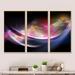 Orren Ellis 3D Pink Blue Glowing Light - Abstract Framed Canvas Wall Art Set Of 3 Canvas, Wood in White | 28 H x 36 W x 1 D in | Wayfair