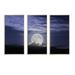 Rosecliff Heights Full Moon Rising in a Cloudy Night - Nautical & Coastal Framed Canvas Wall Art Set Of 3 Metal in Black/Blue/Gray | Wayfair