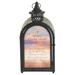 Canora Grey 16.5" Tabletop Lantern w/ Candle Included Glass/Metal in Black/Blue/Pink | 16.5 H x 7.5 W x 6 D in | Wayfair