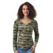 K Jordan Waffle Knit Henley (Size 2X) Sage/Olive/Tie Dye, Cotton,Polyester