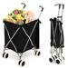 Costway Folding Shopping Utility Cart with Water-Resistant Removable Canvas Bag-Black