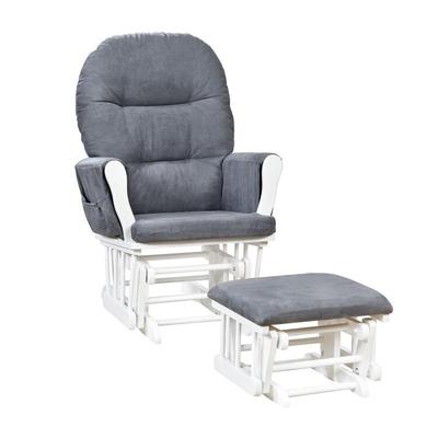 Nursery Glider and Ottoman Set - Reclining Rocker Chair with Padded Back, Armrests, and Cushions