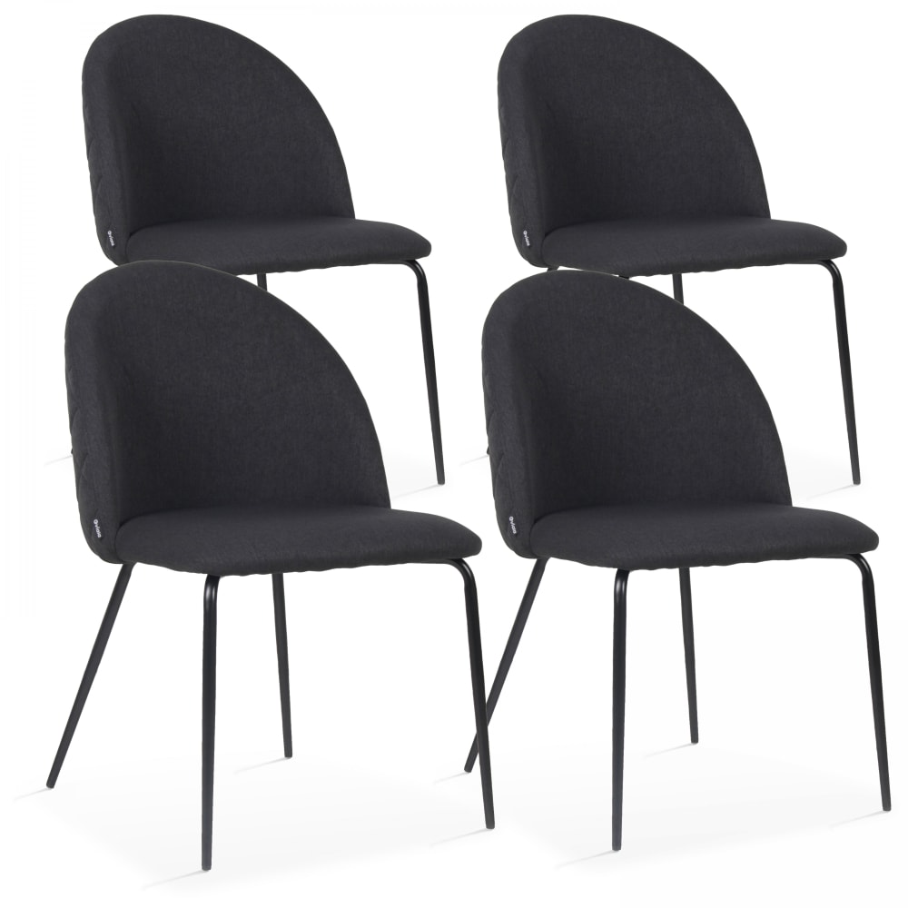 Lot de 4 chaises en tissu noir