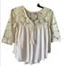 American Eagle Outfitters Tops | Junior's American Eagle Outfitters Cream Lace 3/4 Sleeve Peasant Top Size Xs !! | Color: Cream | Size: Xs