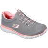 Slip-On Sneaker SKECHERS "SUMMITS", Damen, Gr. 42, grau (grau, rosa), Textil, sportlich, Schuhe, Freizeitschuh, Komfortschuh mit stoßdämpfender Zwischensohle