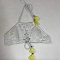 Victoria's Secret Swim | Bikini Top Boho Victoria’s Secret Halter Top White Tassels Small | Color: White/Yellow | Size: S