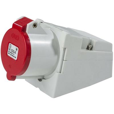 CEE-Wanddose 400V/16A mit Klappdeckel, Schraubanschlüsse, 4polig/6h, IP44 Image