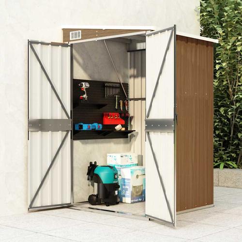 vidaXL Remise de jardin murale Marron 118x100x178 cm Acier galvanisé