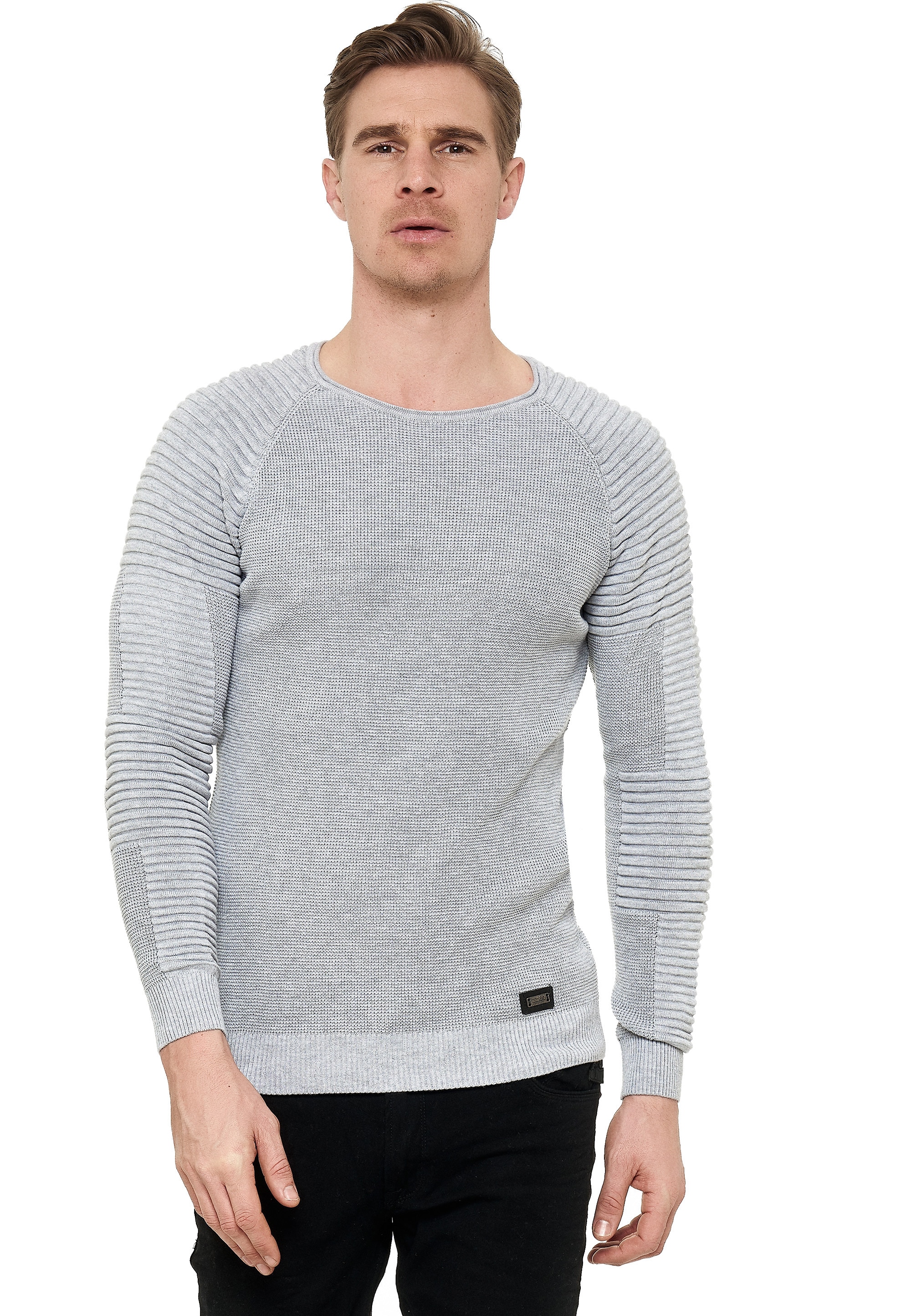 Strickpullover RUSTY NEAL, Herren, Gr. 3XL, grau (hellgrau), 50% Polyacryl, 50% Baumwolle, unifarben, normal, Rundhals, Pullover, mit modernem Rundhalsausschnitt Image
