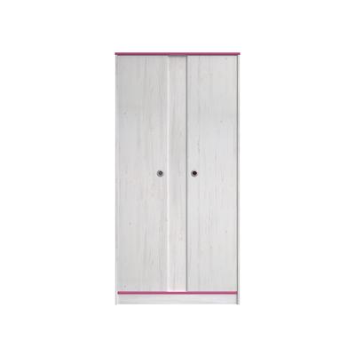 Armoire 2 portes avec penderies et lingère L90 cm - Décor bois blanc