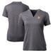 Women's Cutter & Buck Heather Charcoal Oakland Athletics DryTec Forge Stretch V-Neck Blade Top