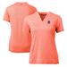 Women's Cutter & Buck Heather Orange Detroit Tigers DryTec Forge Stretch V-Neck Blade Top