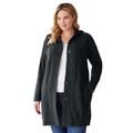 Plus Size Women's Hooded Cable Cardigan by Soft Focus in Black (Size 3X)