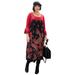 Plus Size Women's Ruffle Sleeve Dress by Soft Focus in Black Paisley Border (Size 3X)