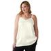 Plus Size Women's Satin Lace Tank by Soft Focus in Ivory (Size 20 W)