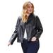 Plus Size Women's Moto Jacket by Soft Focus in Black (Size 24 W)