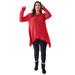 Plus Size Women's Shark Bite Pullover Tunic Sweater by Soft Focus in Classic Red (Size 1X)