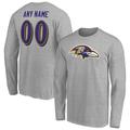 Men's Fanatics Branded Gray Baltimore Ravens Team Authentic Custom Long Sleeve T-Shirt