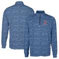 Men's Cutter & Buck Navy Boston Red Sox Traverse Camo Print Stretch Quarter-Zip Pullover Top