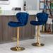 Mercer41 Dafny Swivel Adjustable Height Bar Stool Upholstered/Velvet/Metal in Blue | 18.4 W x 17.32 D in | Wayfair 54432E88C4ED422396A363F173C760B9