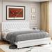 Etta Avenue™ Binghamton Tufted Upholstered Platform Bed w/ Headboard, Bed Frame w/ 2 Storage Drawers Faux in White/Yellow | Wayfair