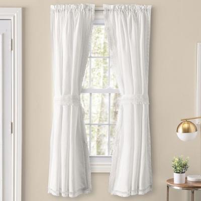 Westley Semi Sheer Curtain Pair Eggshell, 80 x 54, Eggshell