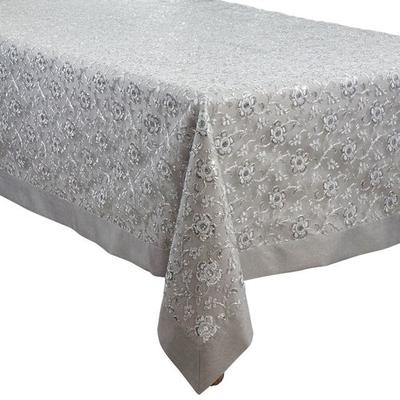 Floral Elegance Oblong Tablecloth, 65 x 104, Silver