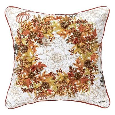 Autumn Wreath Decorative Pillow Brown , Brown