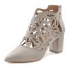 High-Heel-Stiefelette LASCANA, Damen, Gr. 40, grau (hellgrau), Obermaterial: 100% Textilmaterial. Futter: 100% Lederimitat. Decksohle: 100% Lederimitat. Laufsohle: 100% Synthetik, unifarben, modisch, Schuhe, mit femininer Spitze und Blockabsatz,...