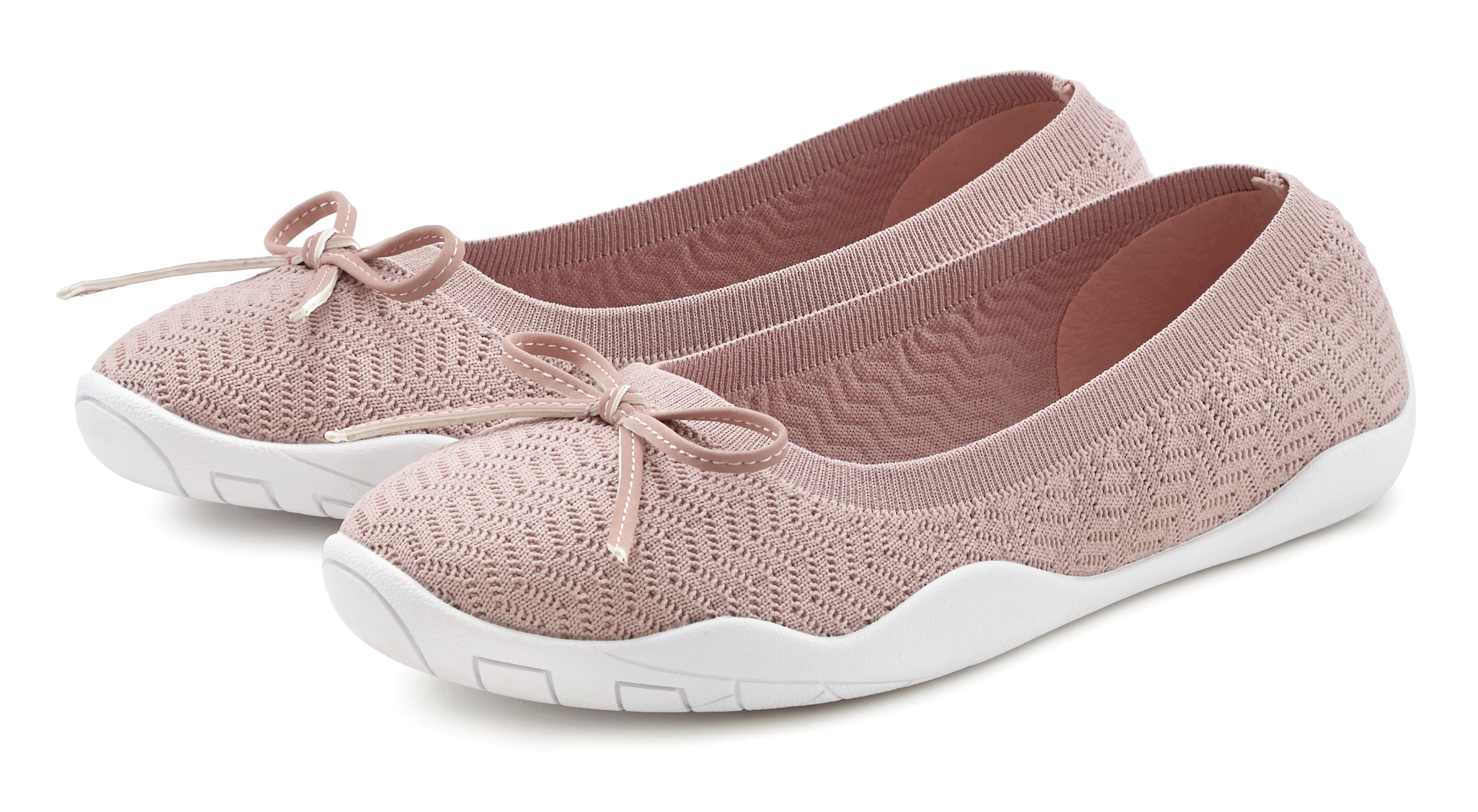 Sneaker Ballerinas LASCANA, Damen, Gr. 41, rosa (rosé), Obermaterial: 100% Textilmaterial. Decksohle: 100% Textilmaterial. Laufsohle: 100% Synthetik, unifarben, Schuhe, Slipper, Halbschuh, ultraleicht zum Reinschlüpfen VEGAN