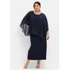 Abendkleid SHEEGO "Große Größen", Damen, Gr. 58, Normalgrößen, blau (marine), Obermaterial: 95% Polyester, 5% Elasthan;Webteil: 100% Polyester, unifarben, elegant, figurumspielend lang, Rundhals, 3/4-Ärmel, Kleider Partykleid, im Lagenlook