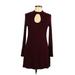 Forever 21 Casual Dress - Mini: Burgundy Solid Dresses - Women's Size Large