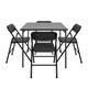 COSCO 5-Piece Folding Fabric Dining Set & 34" Vinyl Card Table Plastic/Resin in Black | 28 H x 34 W x 34 D in | Wayfair 14551TMS1E