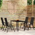 Latitude Run® Patio Dining Set Outdoor Dining Set Garden Table & Chair Set Glass/Wicker/Rattan in Black | 55.1 W x 25.2 D in | Wayfair