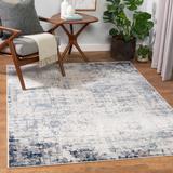 Texanna 6'7" Round Modern Contemporary Bohemian Abstract Light Gray/Gray/Light Blue/Navy/Off White Area Rug - Hauteloom