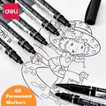 Deli – stylos marqueurs permanents imperméables à double pointe Fine 0.5/1.0 Mm marqueurs d'art